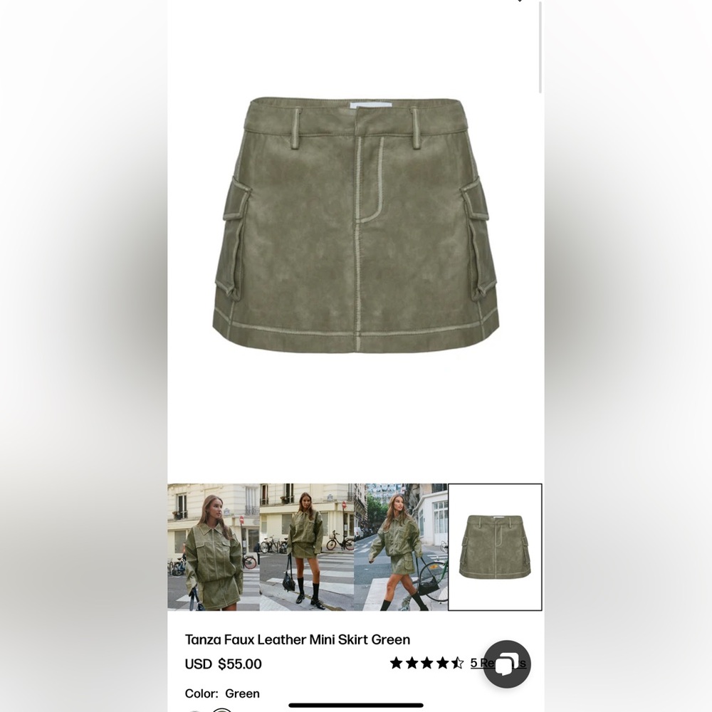 Princess Polly Tanza Faux Leather Mini Skirt Green